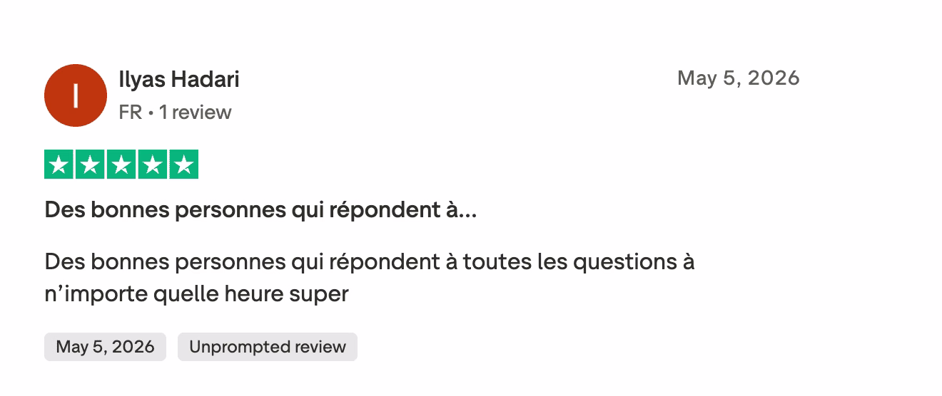 Avis Trustpilot 5